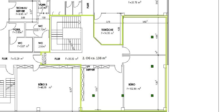 Auschnitt Bürofläche 138 m² im 2. OG