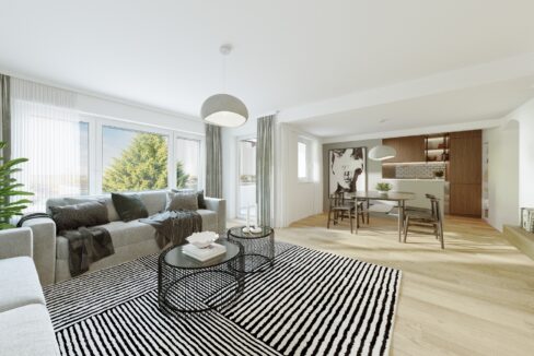 Wohn-/Esszimmer mit Küche (Modernisierungsbeispiel)