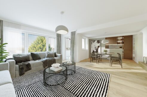 Wohn-/Esszimmer mit Küche (Modernisierungsbeispiel)