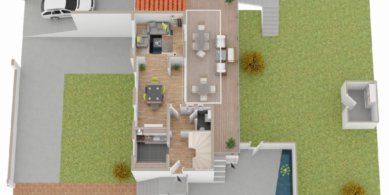 Erdgeschoss und Außenanlage