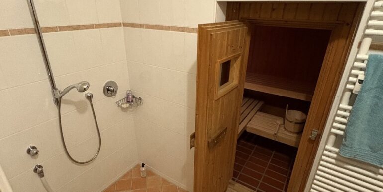 Eingang Sauna mit Dusche