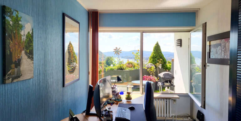 Arbeitszimmer mir Blick über den Rhein